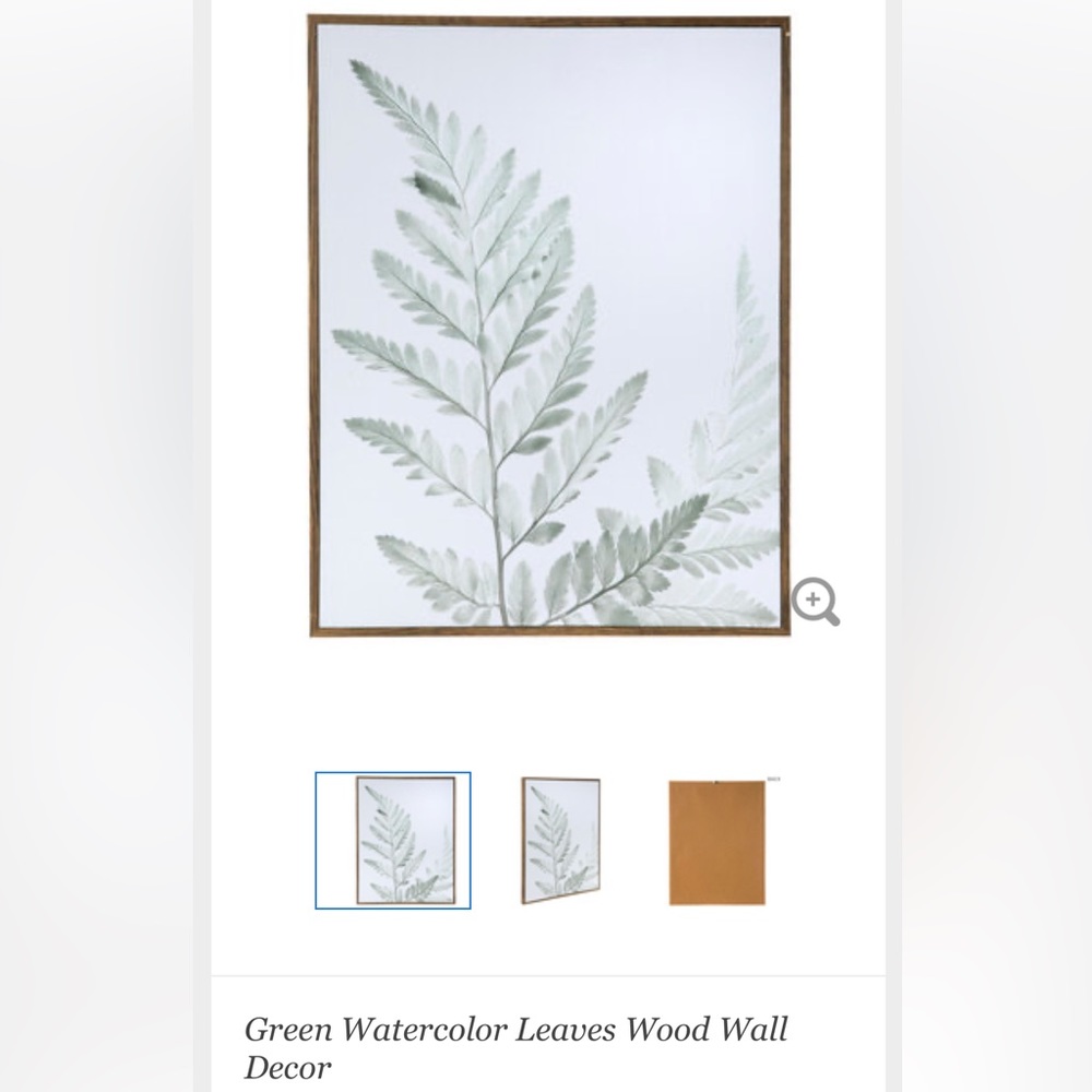 Green Watercolor Leaves Wood Wall Decor